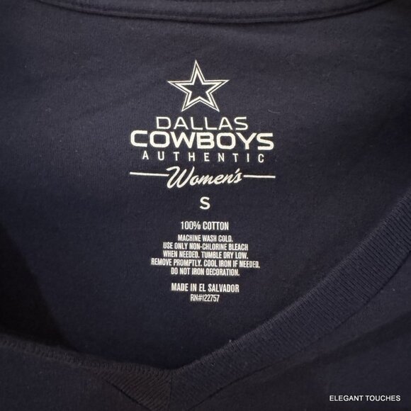 Dallas Cowboys Women's T Shirt Top S Blue V-Neck Soft Knit Licensed NFL Tee - Picture 2 of 6